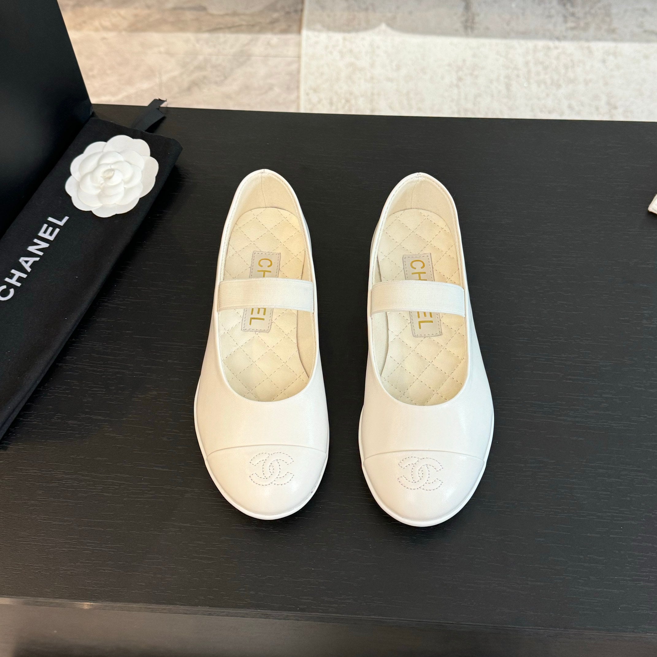 White MJ Ballerinas