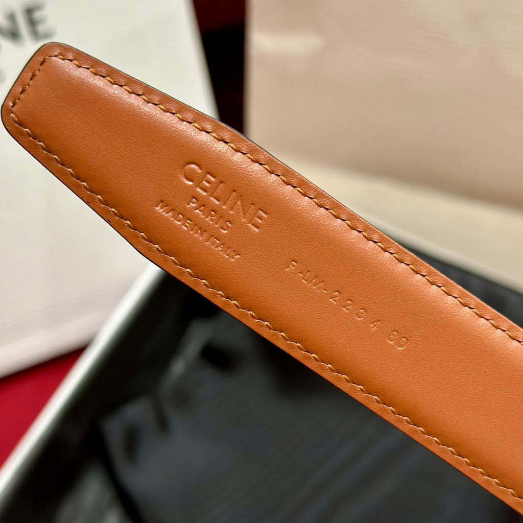 Tan/Black Medium Reversible Framed Triomphe Belt