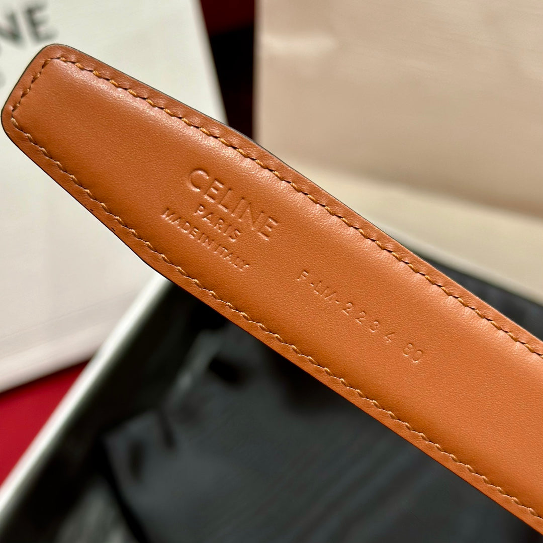 Tan/Black Medium Reversible Framed Triomphe Belt