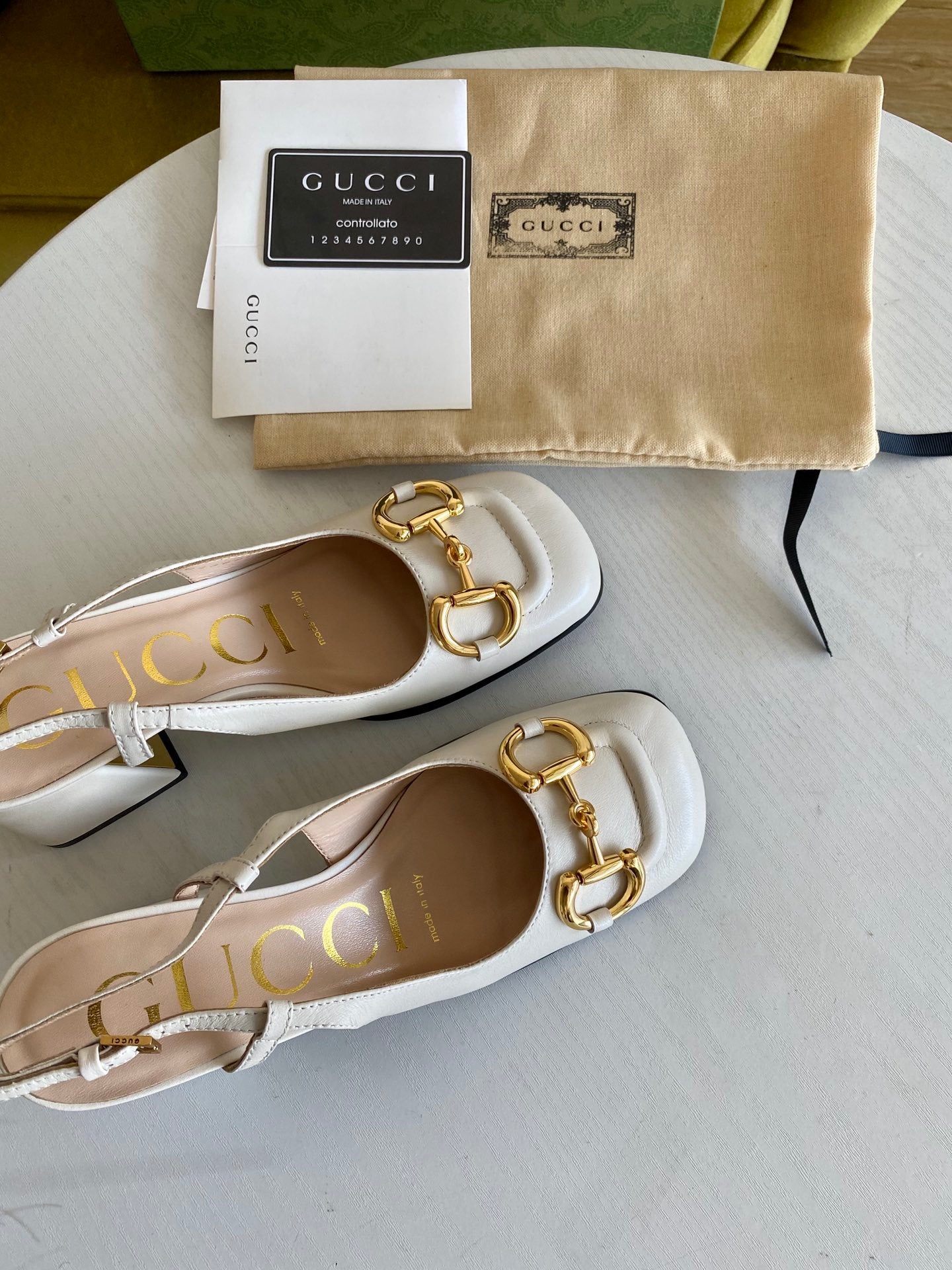 White mid-heel slingback