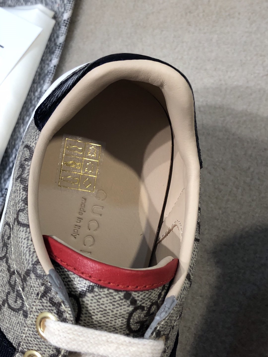 Women's Beige & dark-brown coated-canvas sneakers