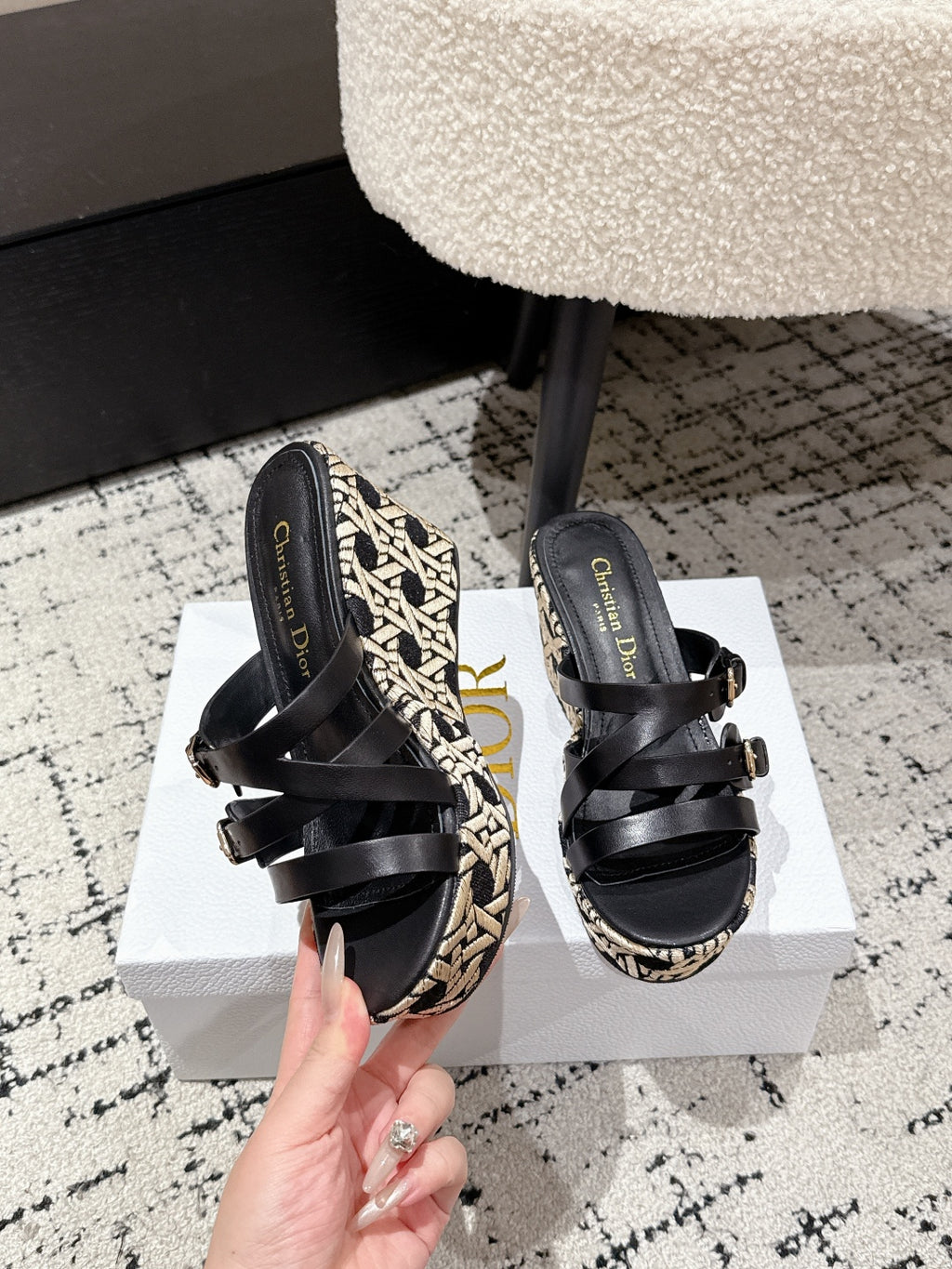 Black L'Amazone Wedge Slide