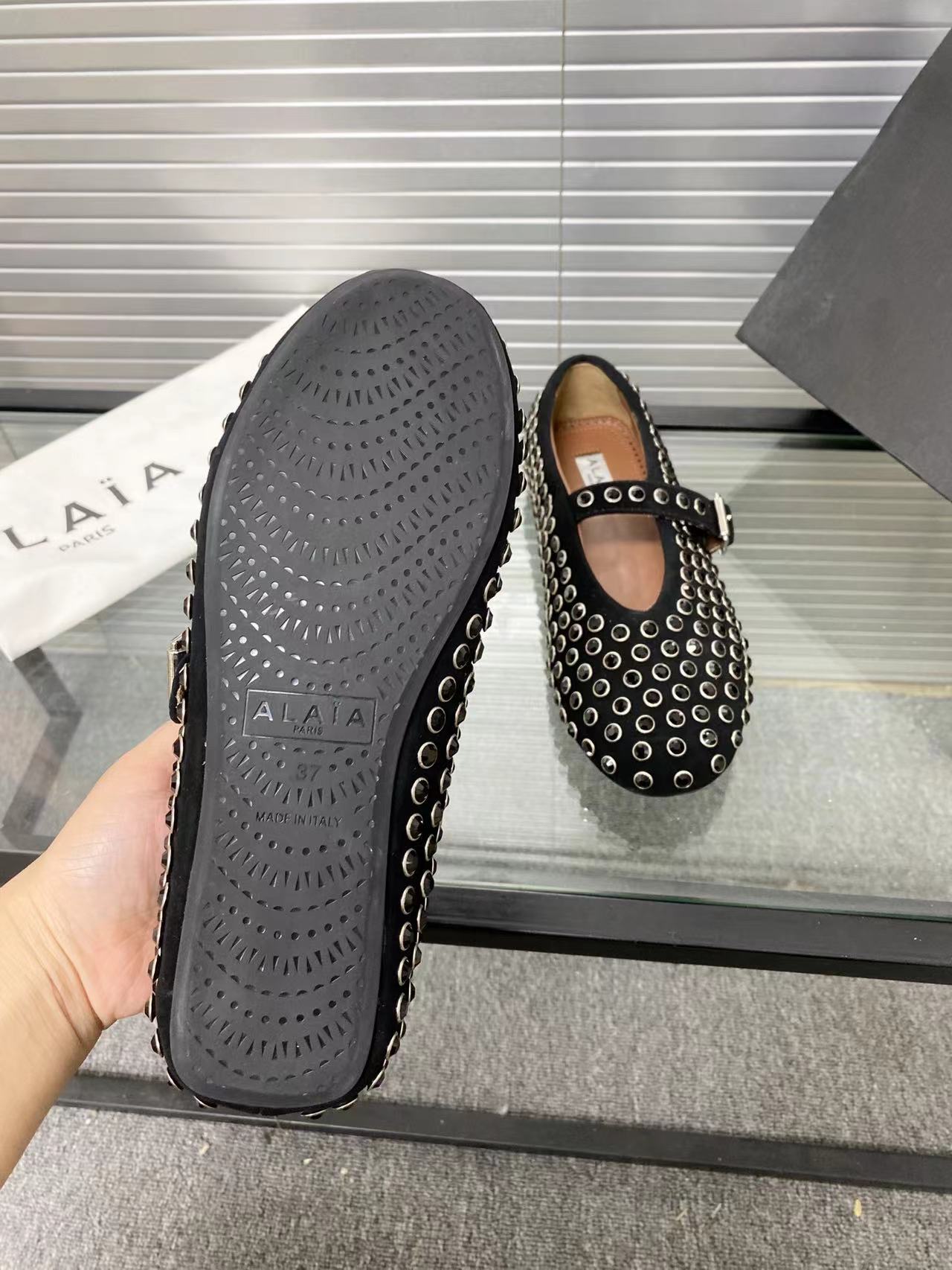 Black Strass Ballet Flats