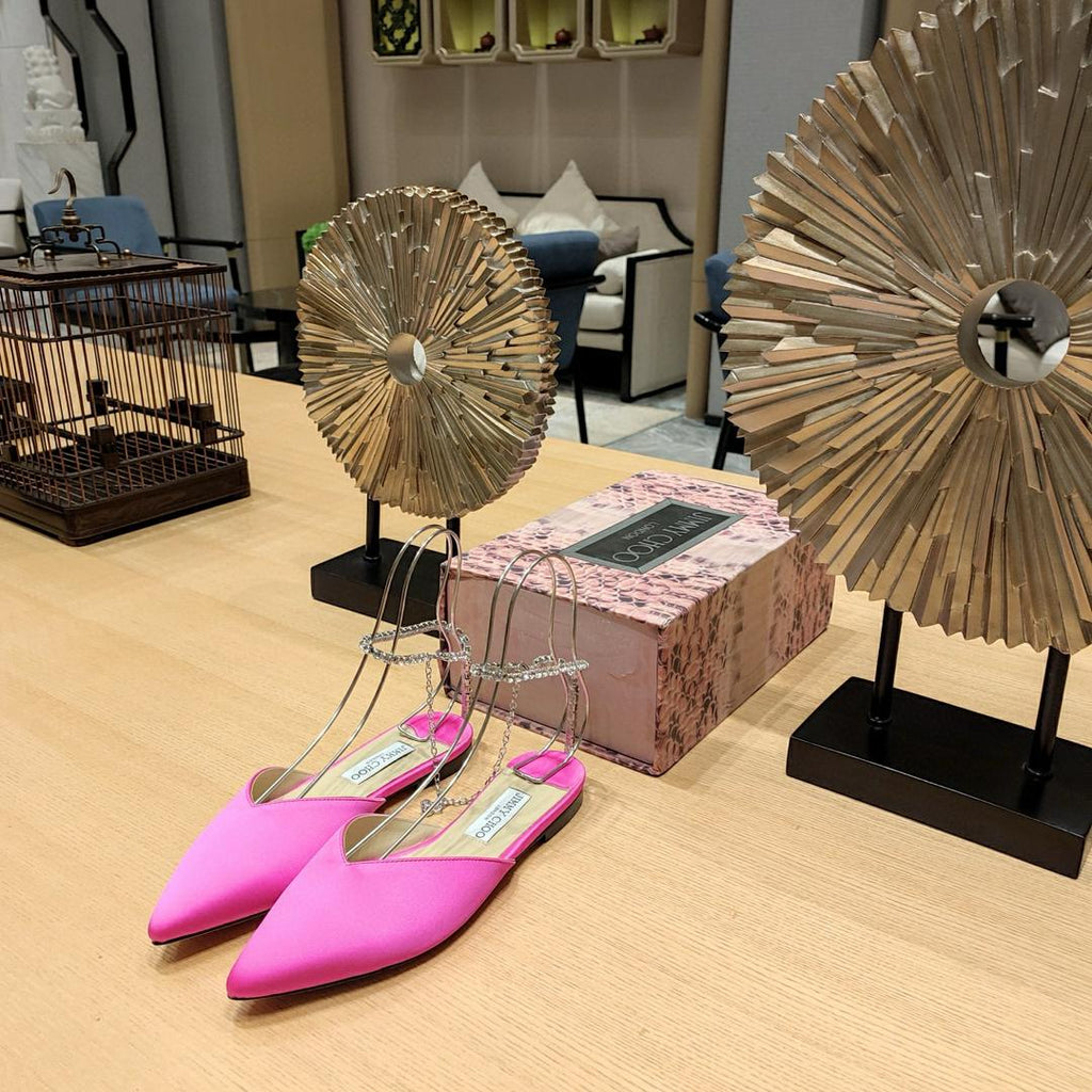 Fuchsia Satin JS Flats