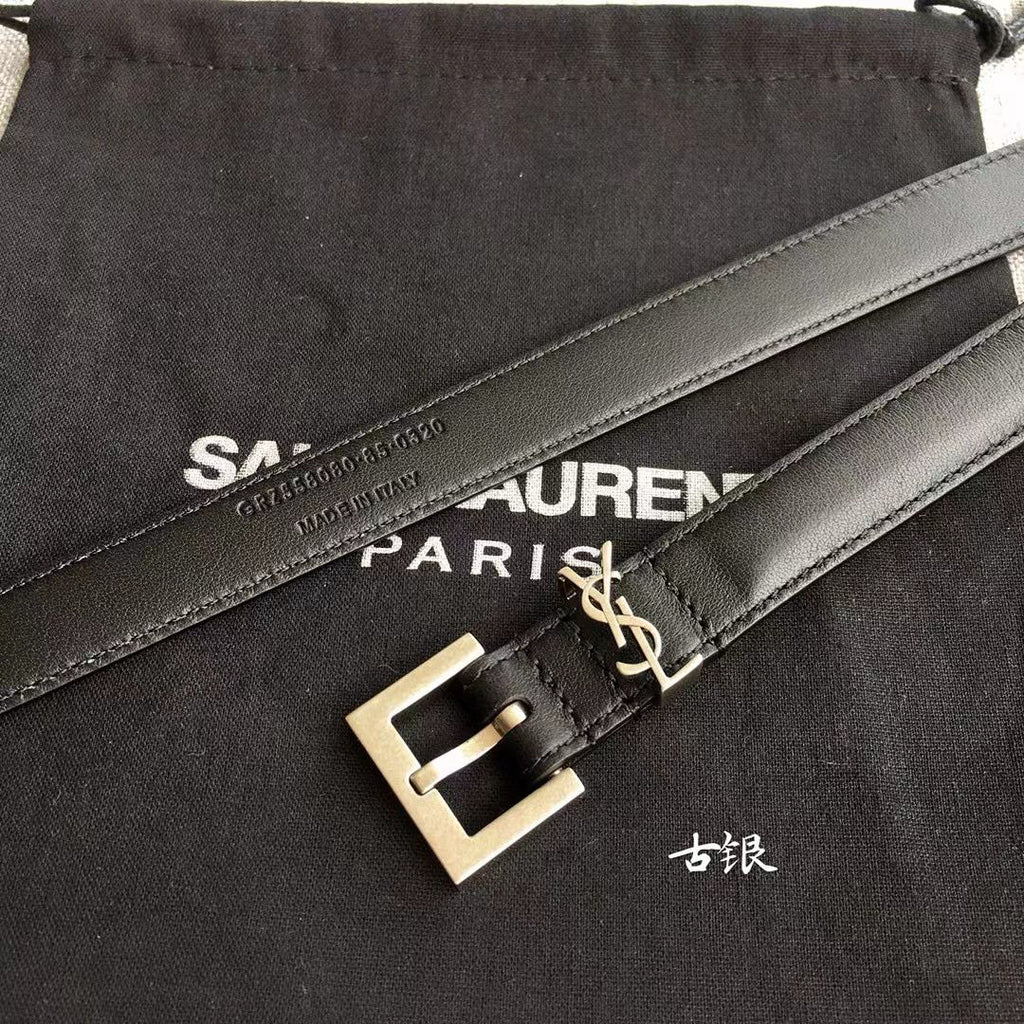 Silver YC Thin Belt With Square Buckle In Box