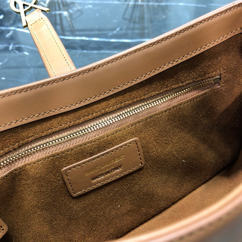 Brown crocodile SL leather shoulder bag