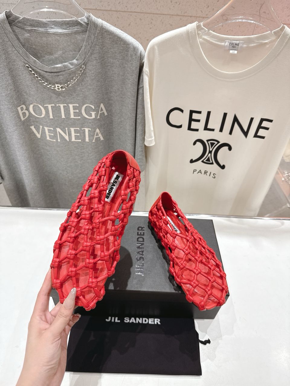 Red Knotted Leather Flats