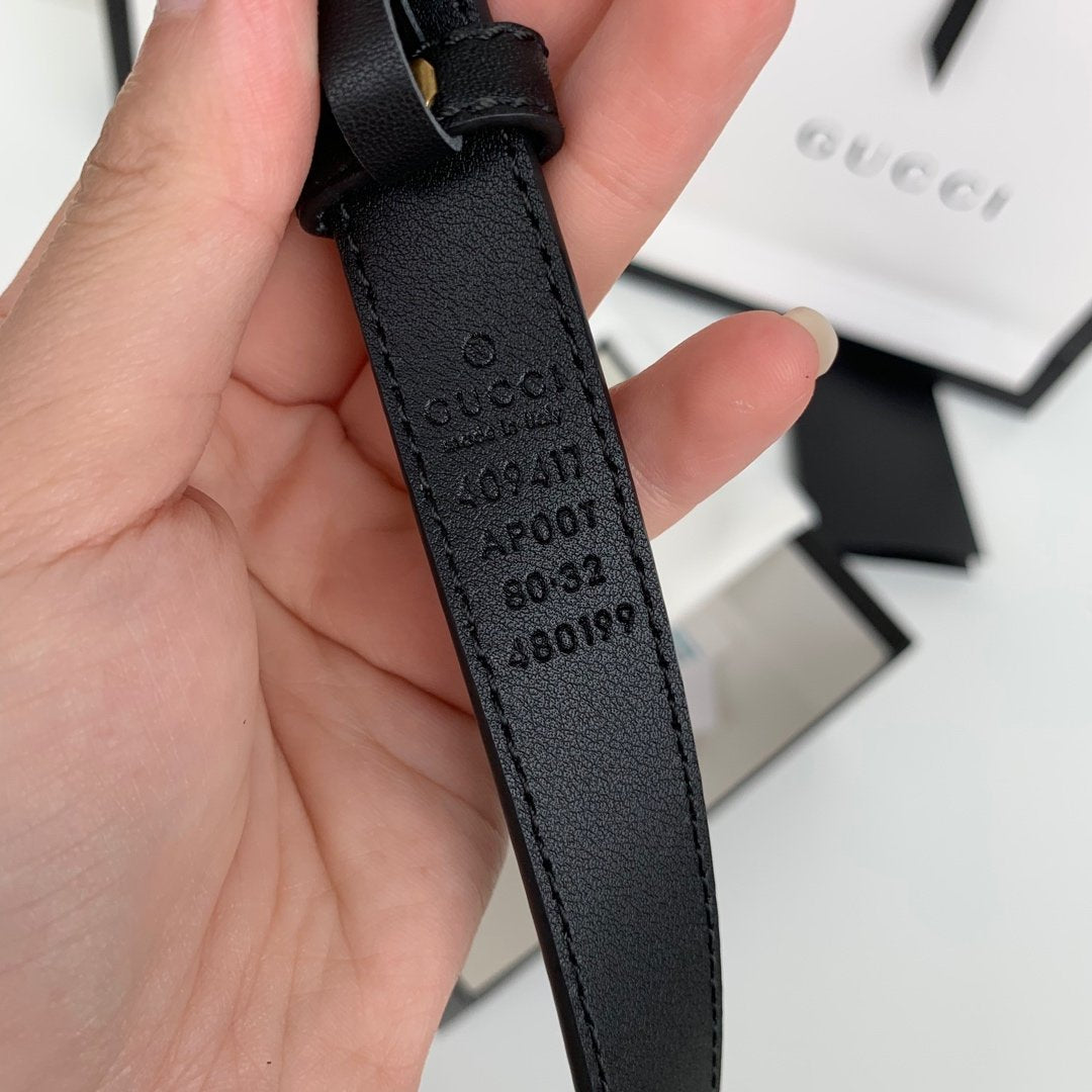 Black G leather belt 20 mm