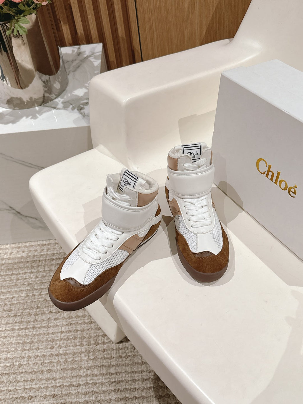 Natural Brown Kick High-Top Sneaker