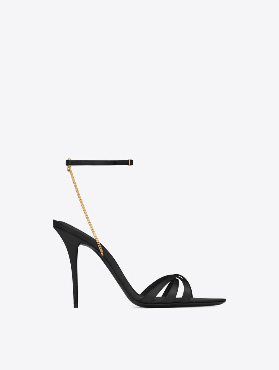 Black YM sandals in crepe satin