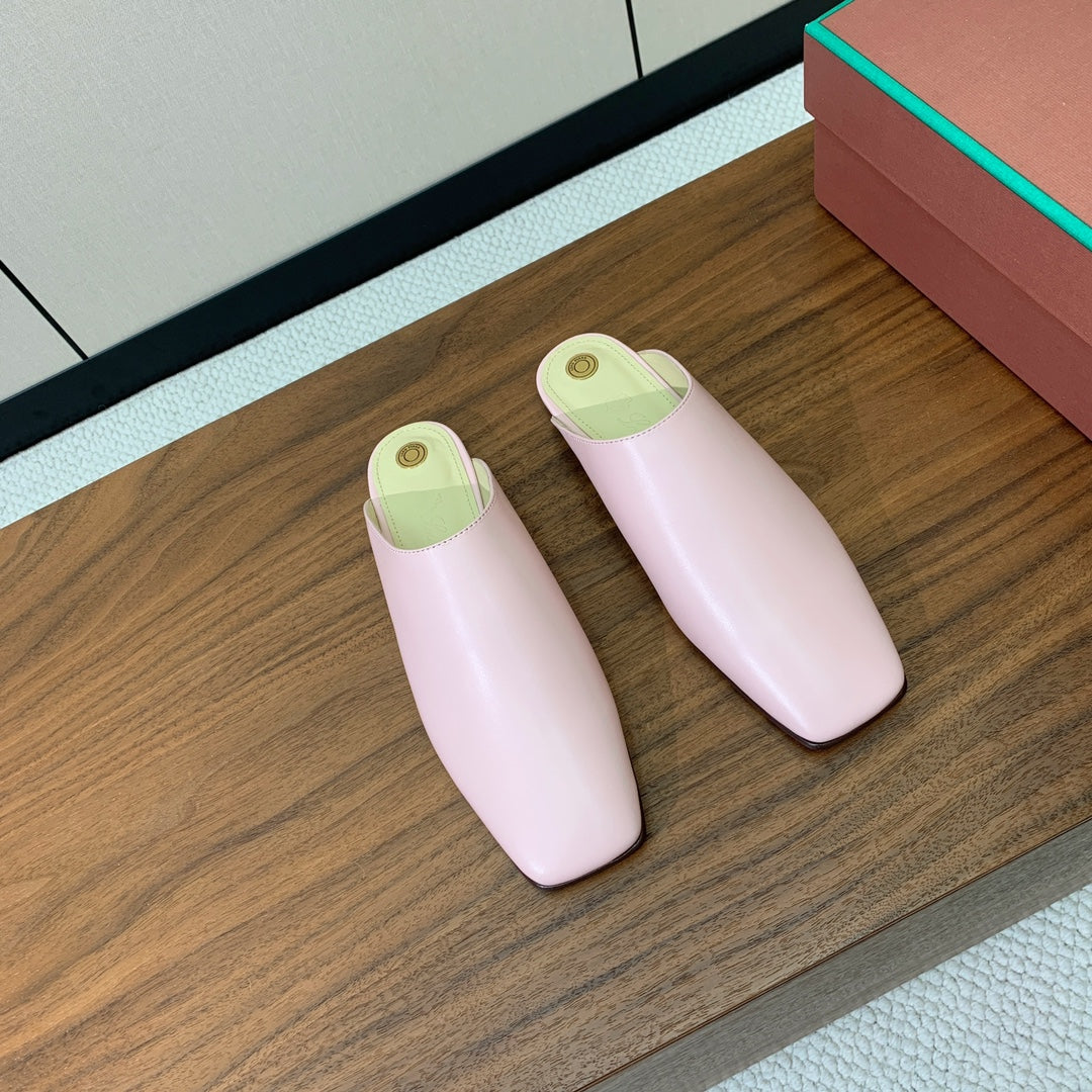 Fluffy Pink Alba Flat Mule