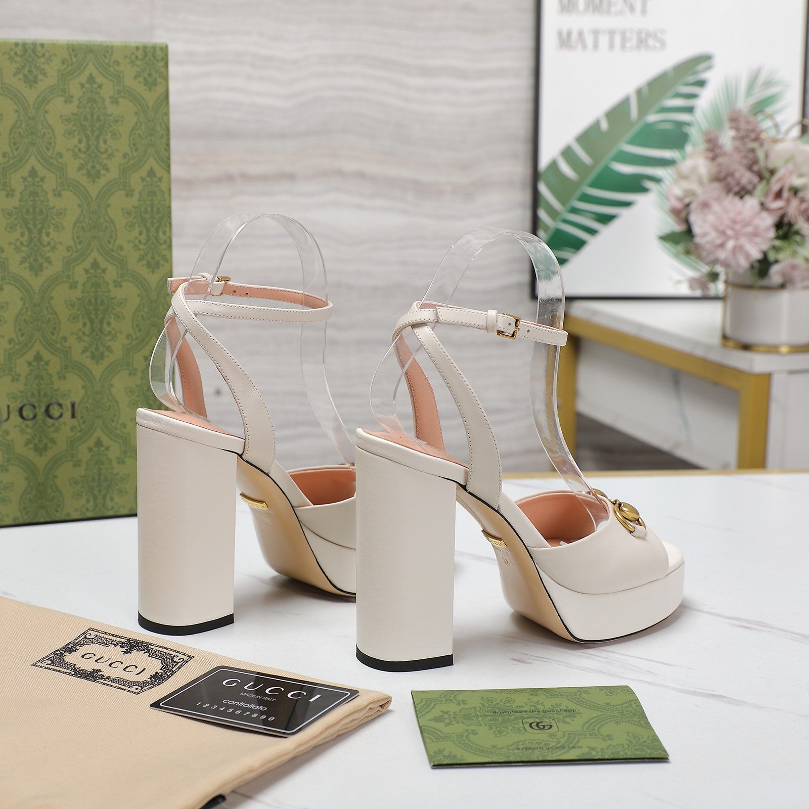 White Horsebit Platform Sandal
