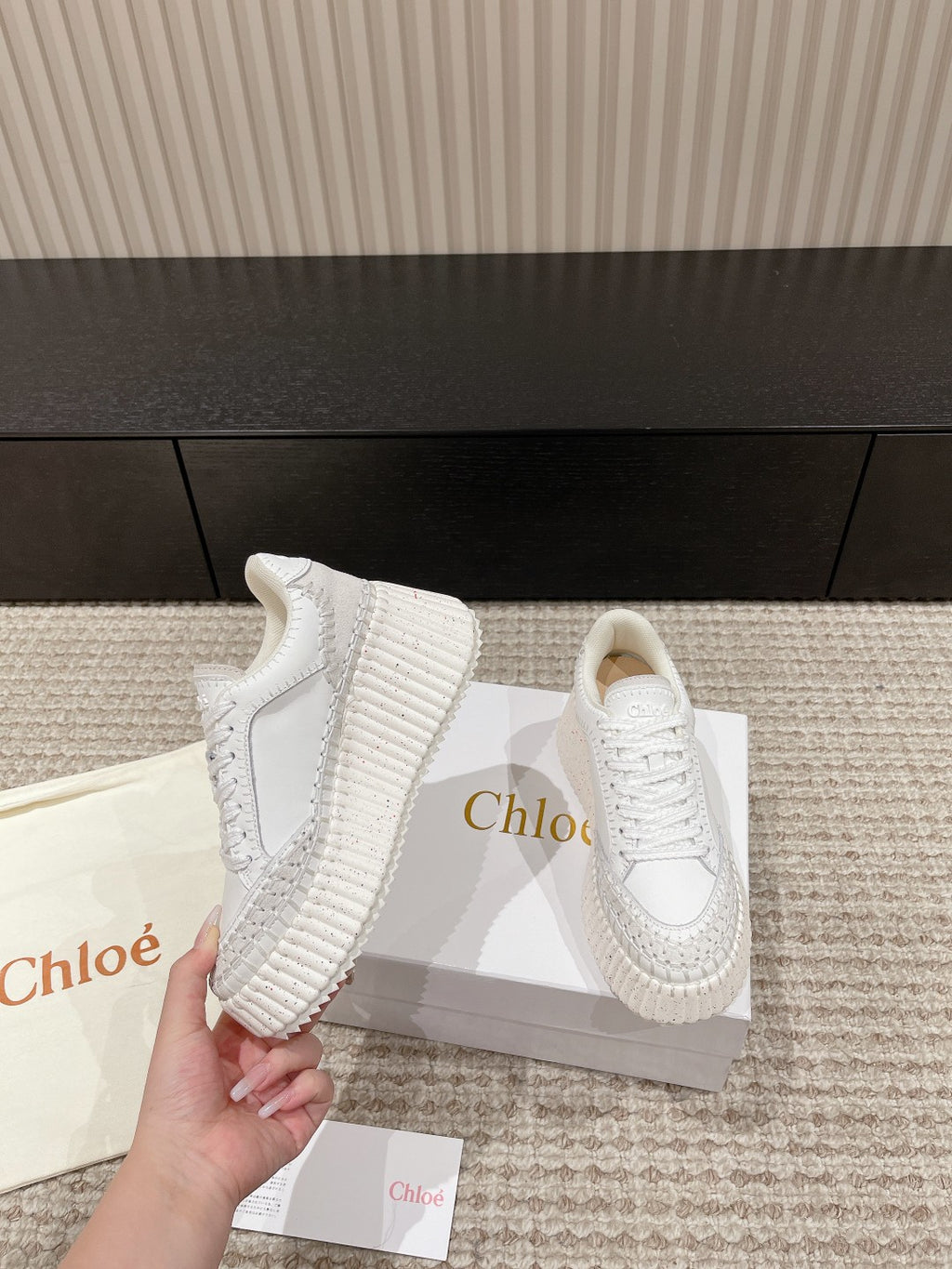 White Nama Wedge Sneaker