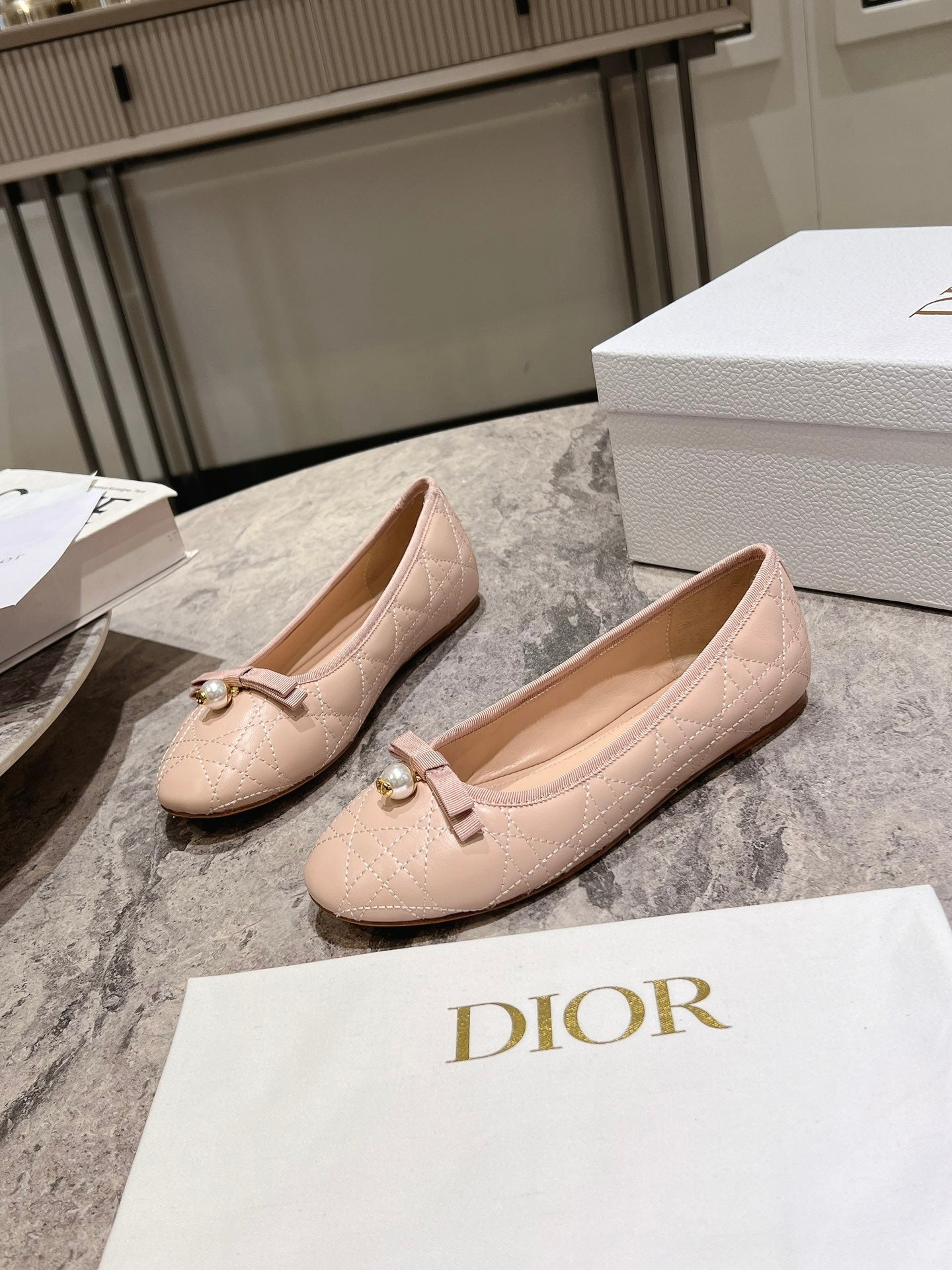 Nude Quilted Ballet Flat