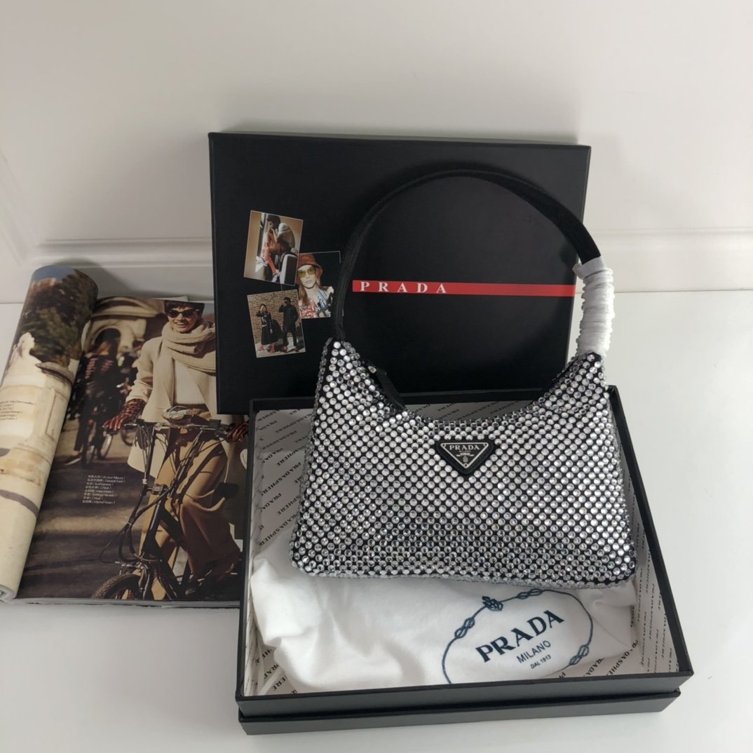 Black satin mini-bag with crystal