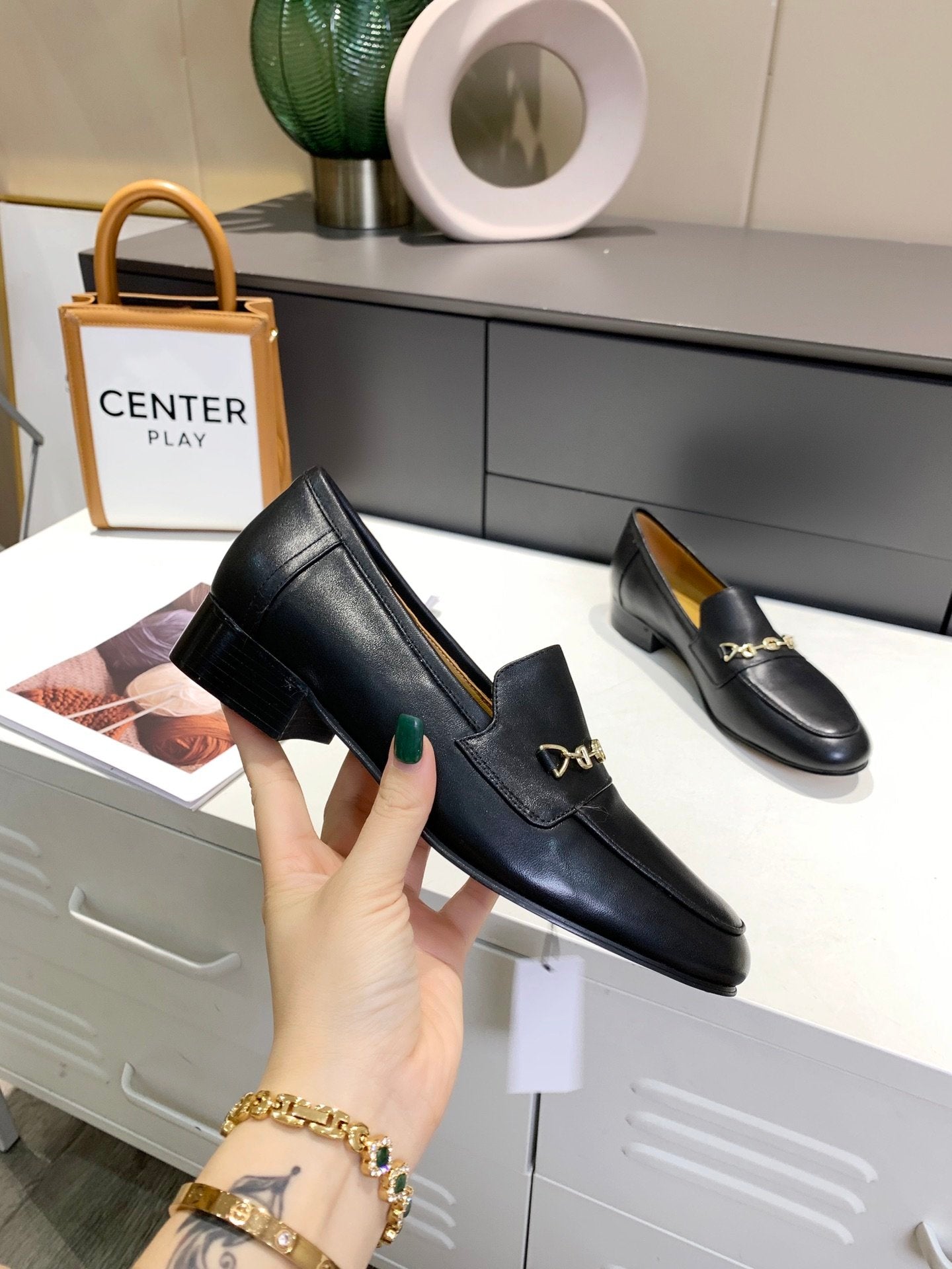 Black GH block-heel loafers