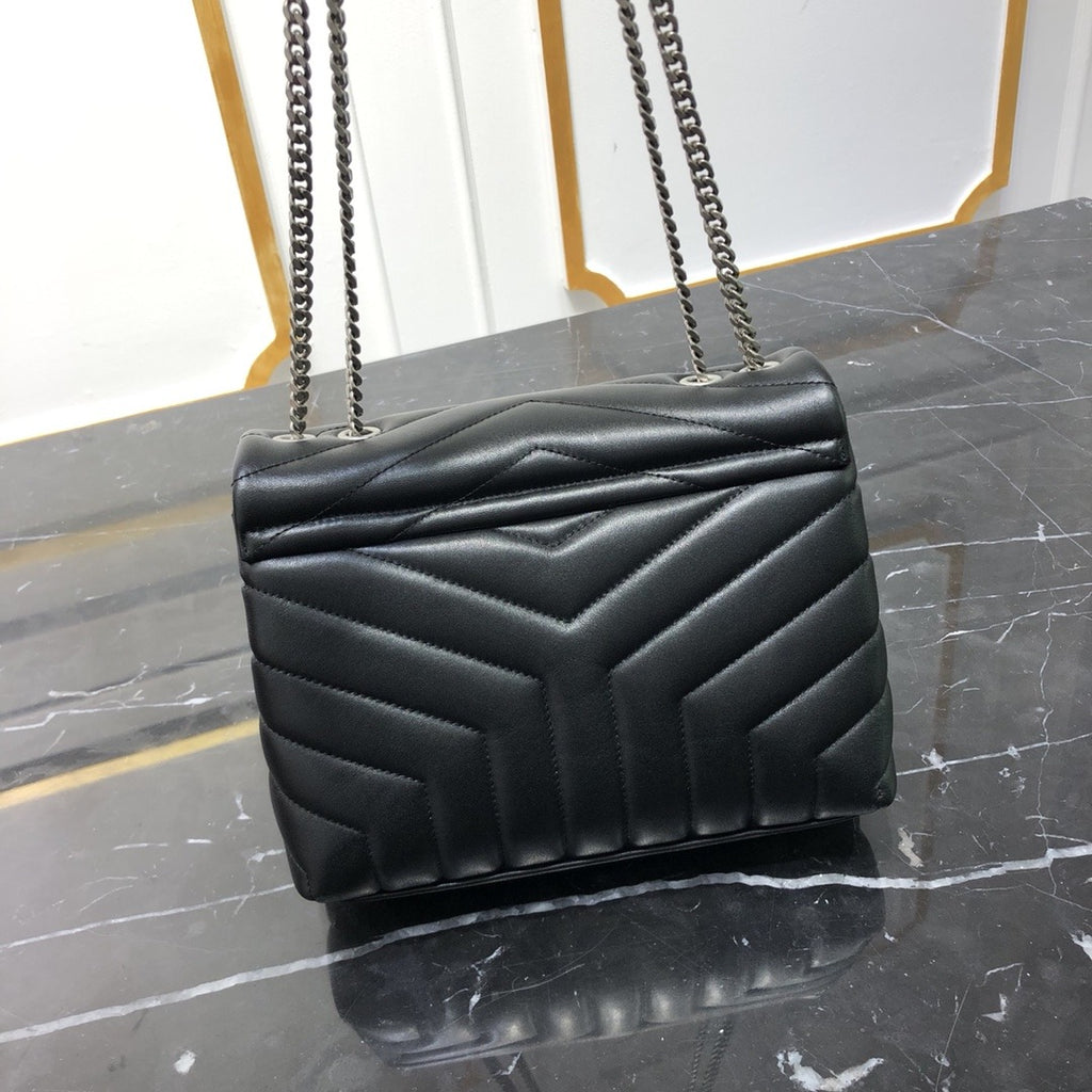 Black YL small quilted leather shoulder bag