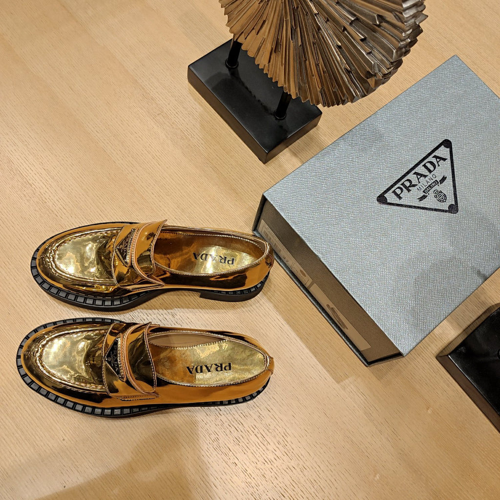 Platinum Metallic leather loafers