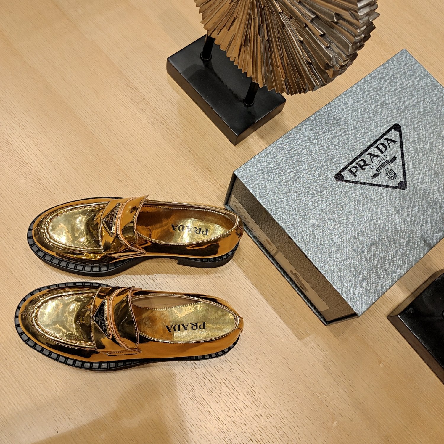 Platinum Metallic leather loafers