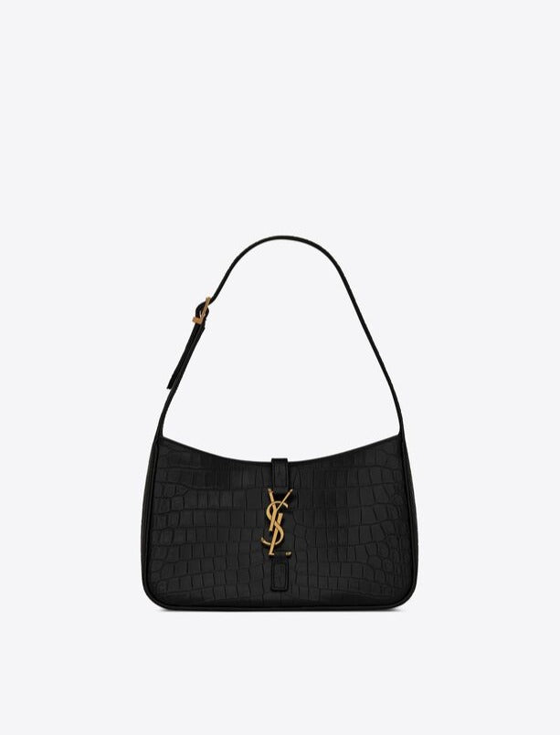 Black crocodile SL leather shoulder bag