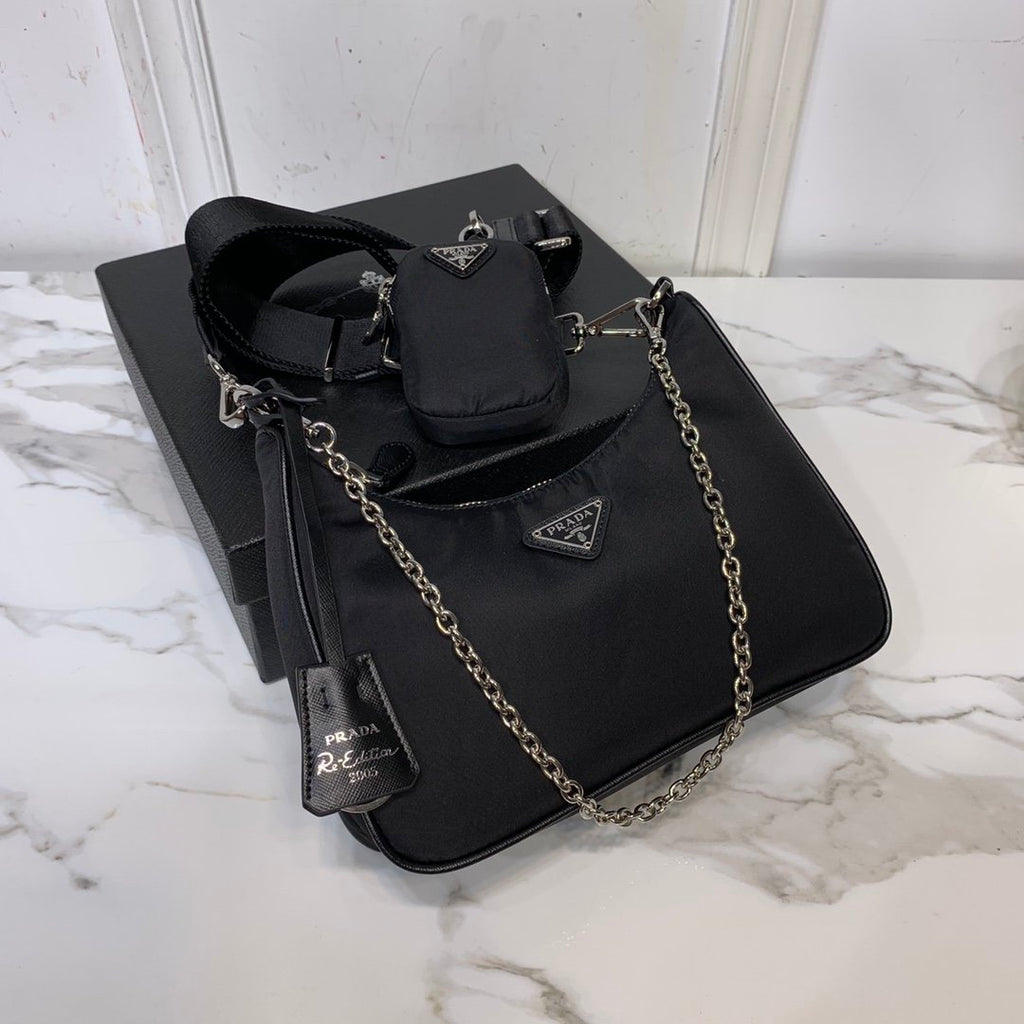 Black PRE nylon shoulder bag