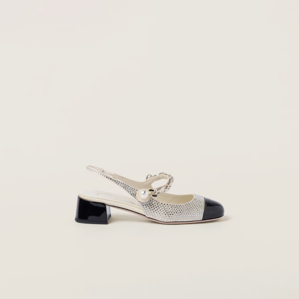 Satin & Crystal Slingback Pumps