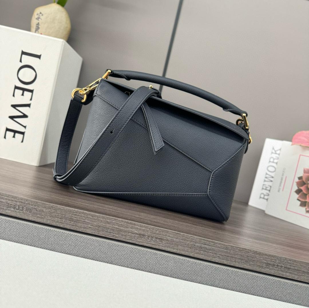 Deep Navy LP Small Leather Shoulder Bag