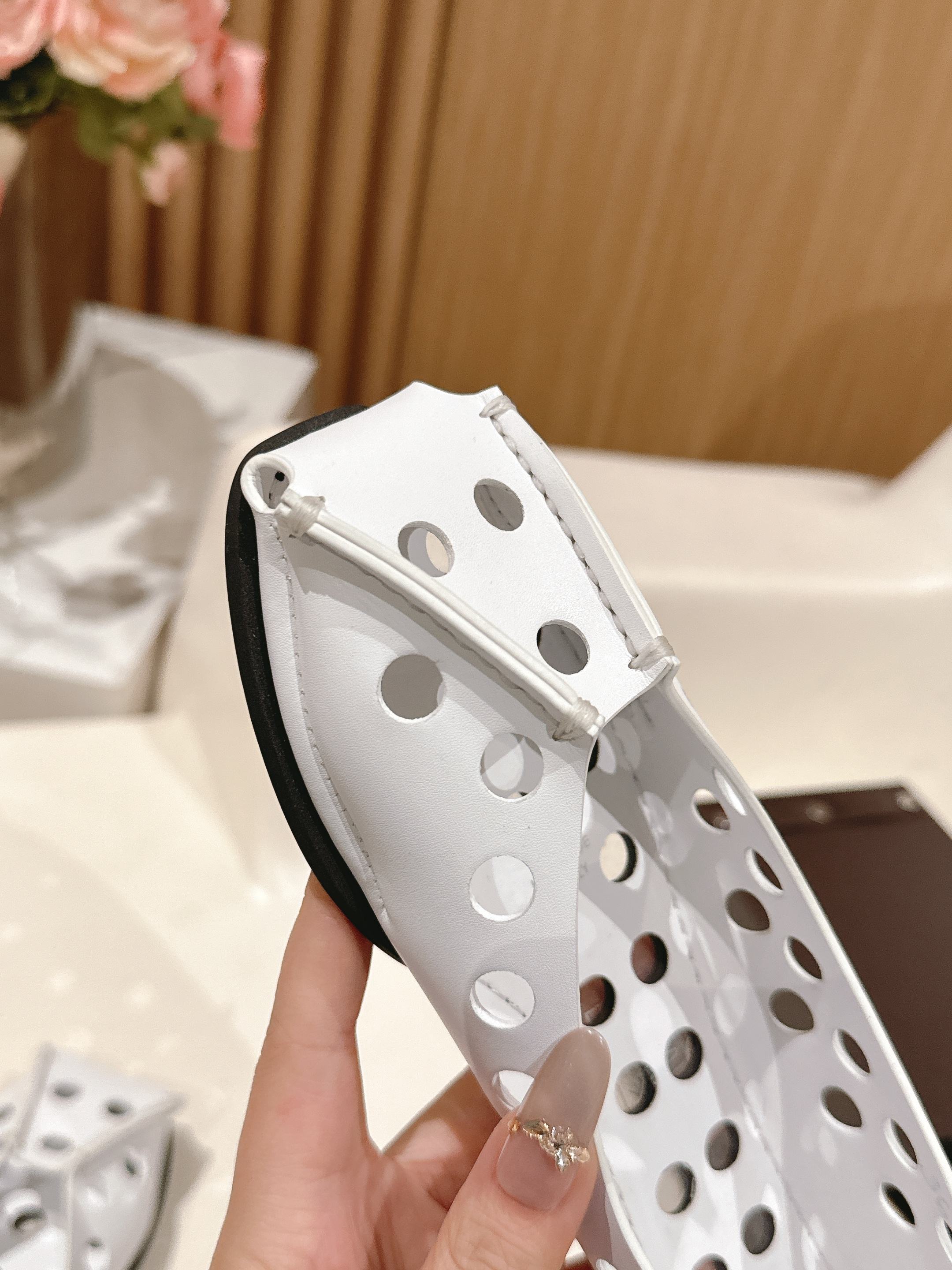 White Perfo Ballet Flats