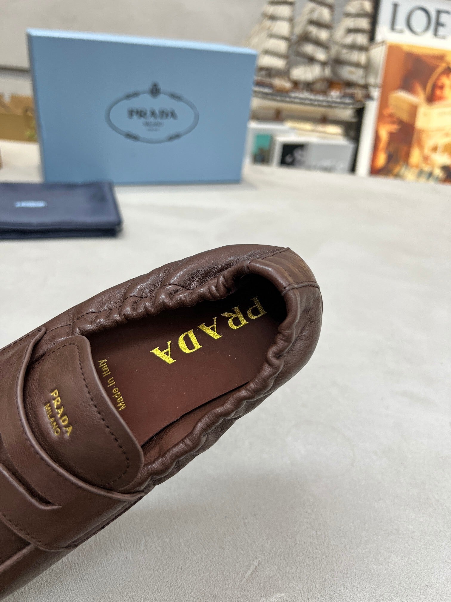 Women's Cognac Shuffle Antiqued Leather Loafers