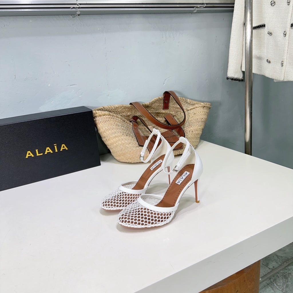 White High Fishnet Pumps