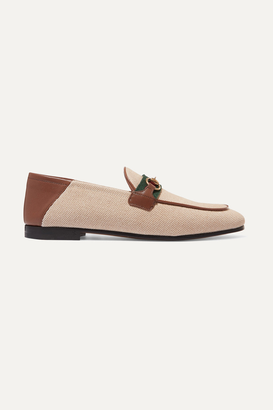 Beige & brown GB collapsible-heel loafers
