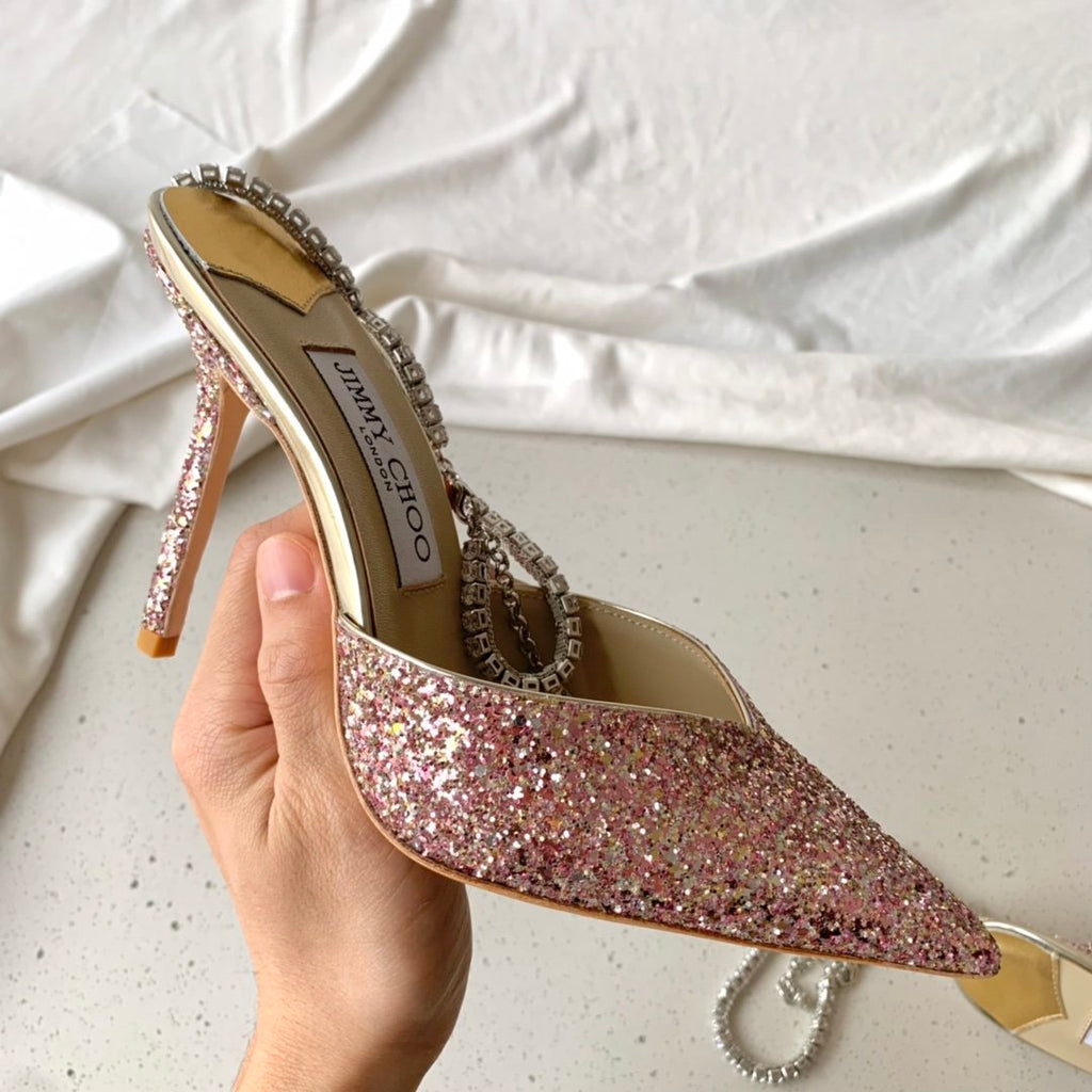 Rose coarse glitter JS pumps