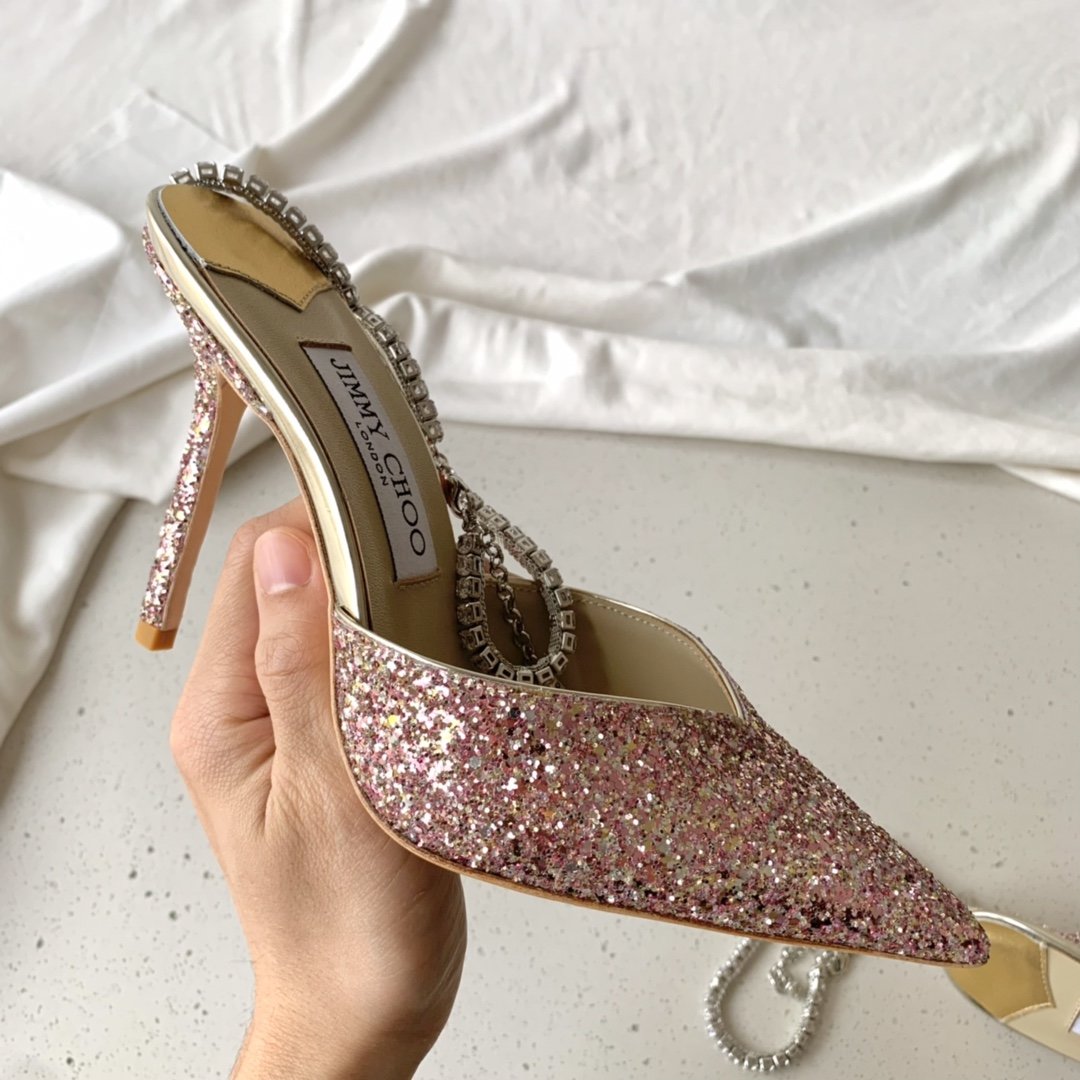 Rose coarse glitter JS pumps