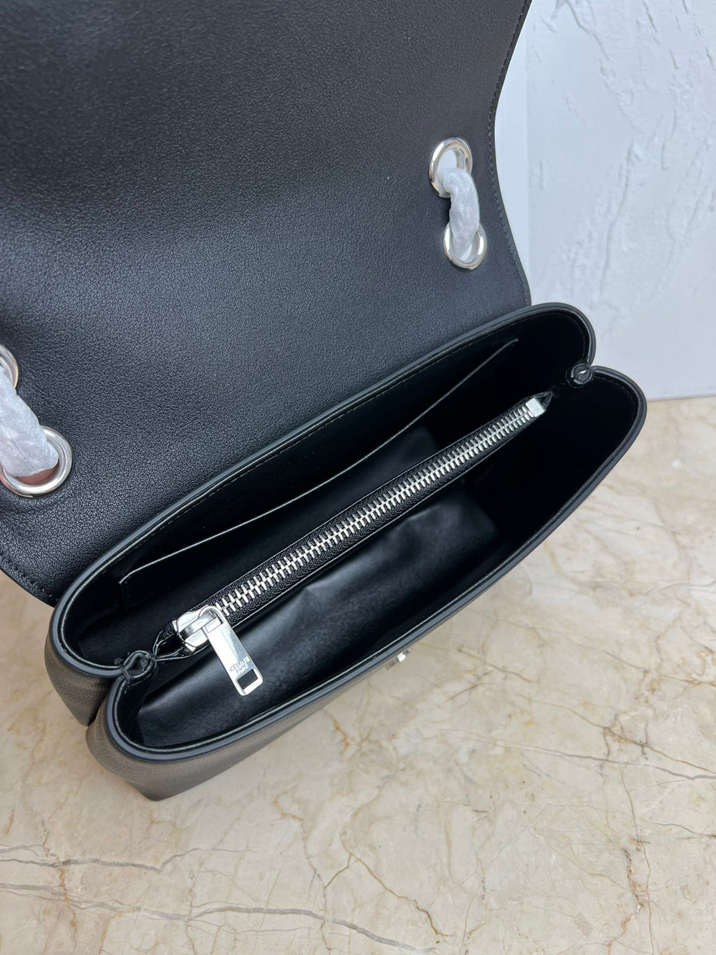 Black Medium CV Bag With Silver Finishing