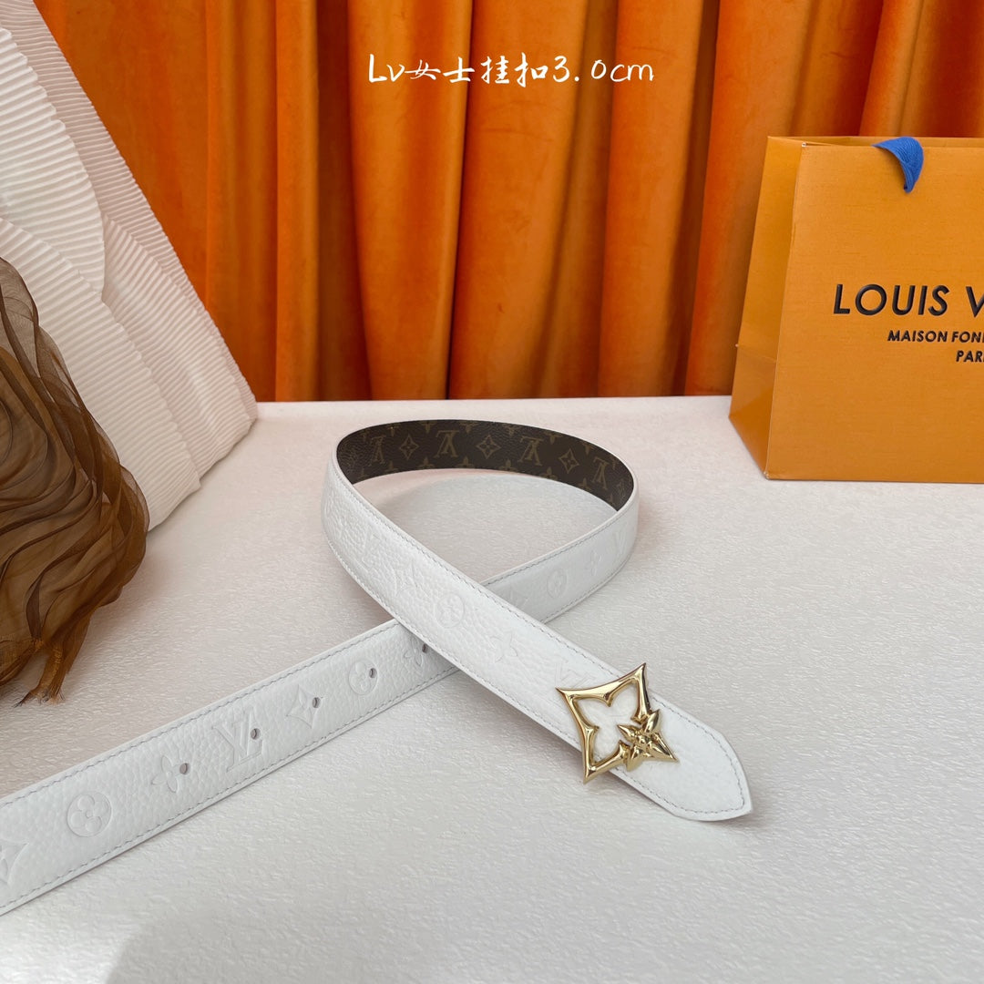 Creme Flowergram Reversible Belt