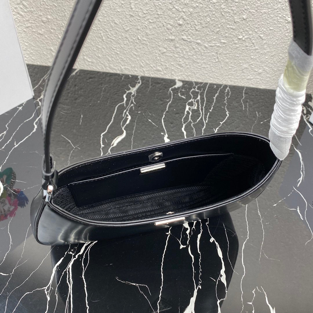 Black PC brushed leather shoulder bag