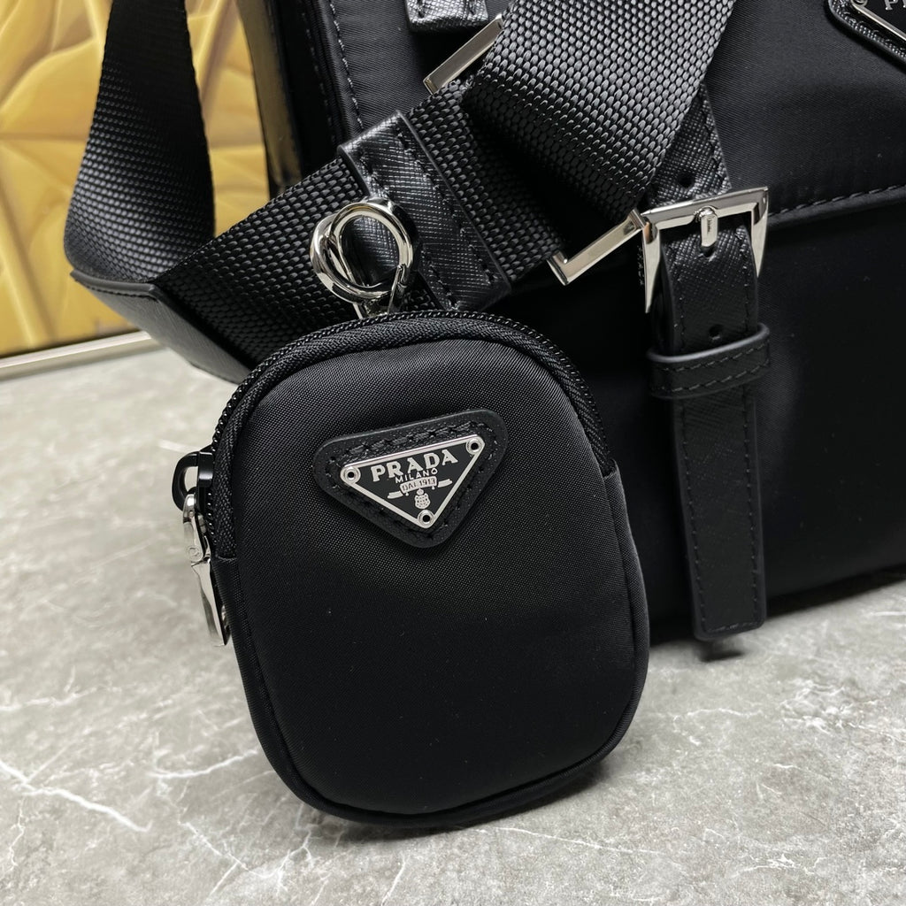 Black Re-Nylon Shoulder Bag