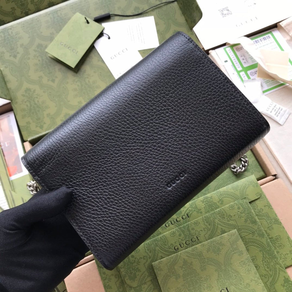 Black DG mini leather chain wallet
