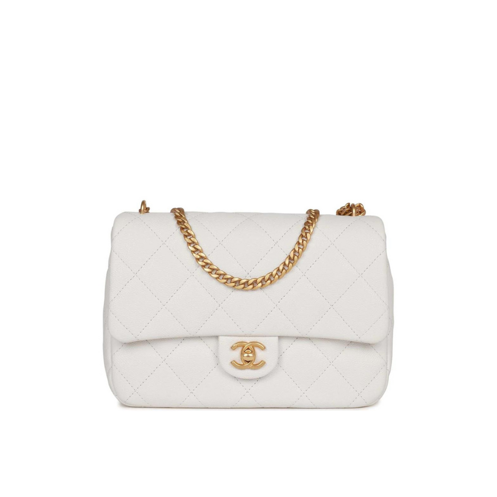 White Caviar Medium Sweetheart Crush Flap Bag
