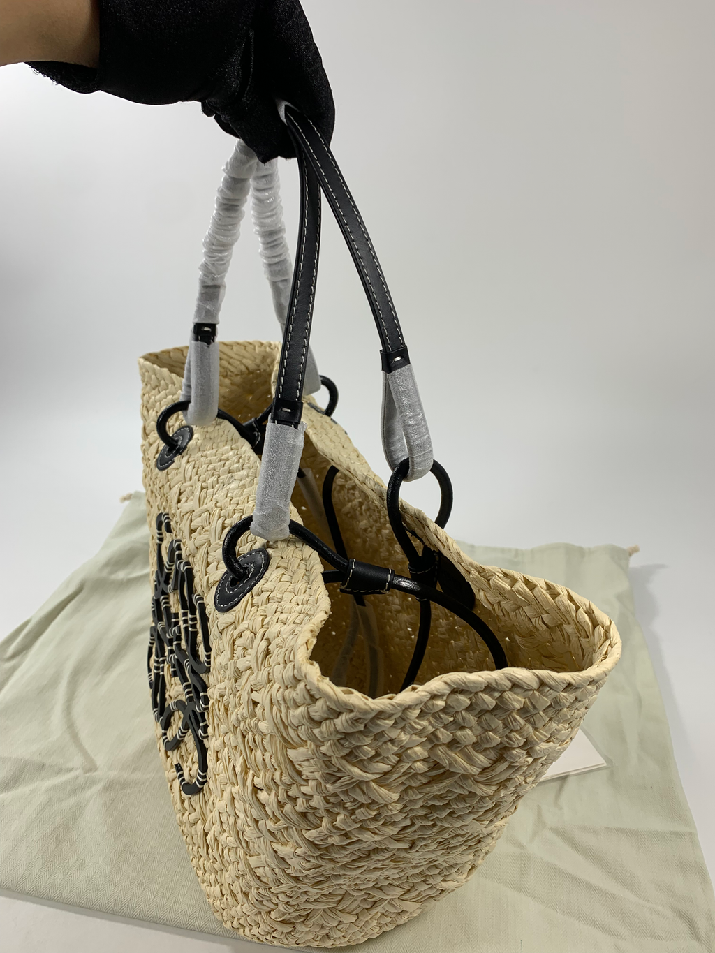 Natural/Black Medium Anagram Basket Bag