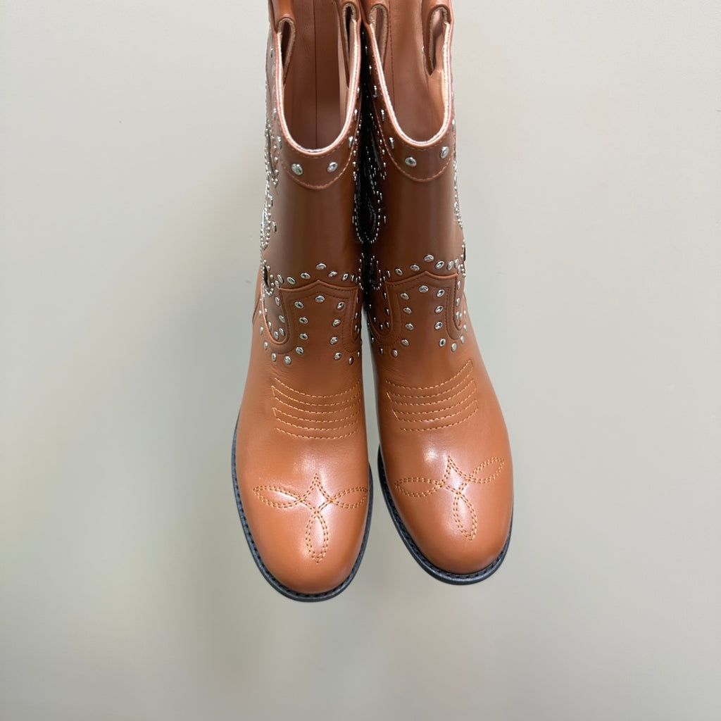 Brown Boot With Double G & Studs