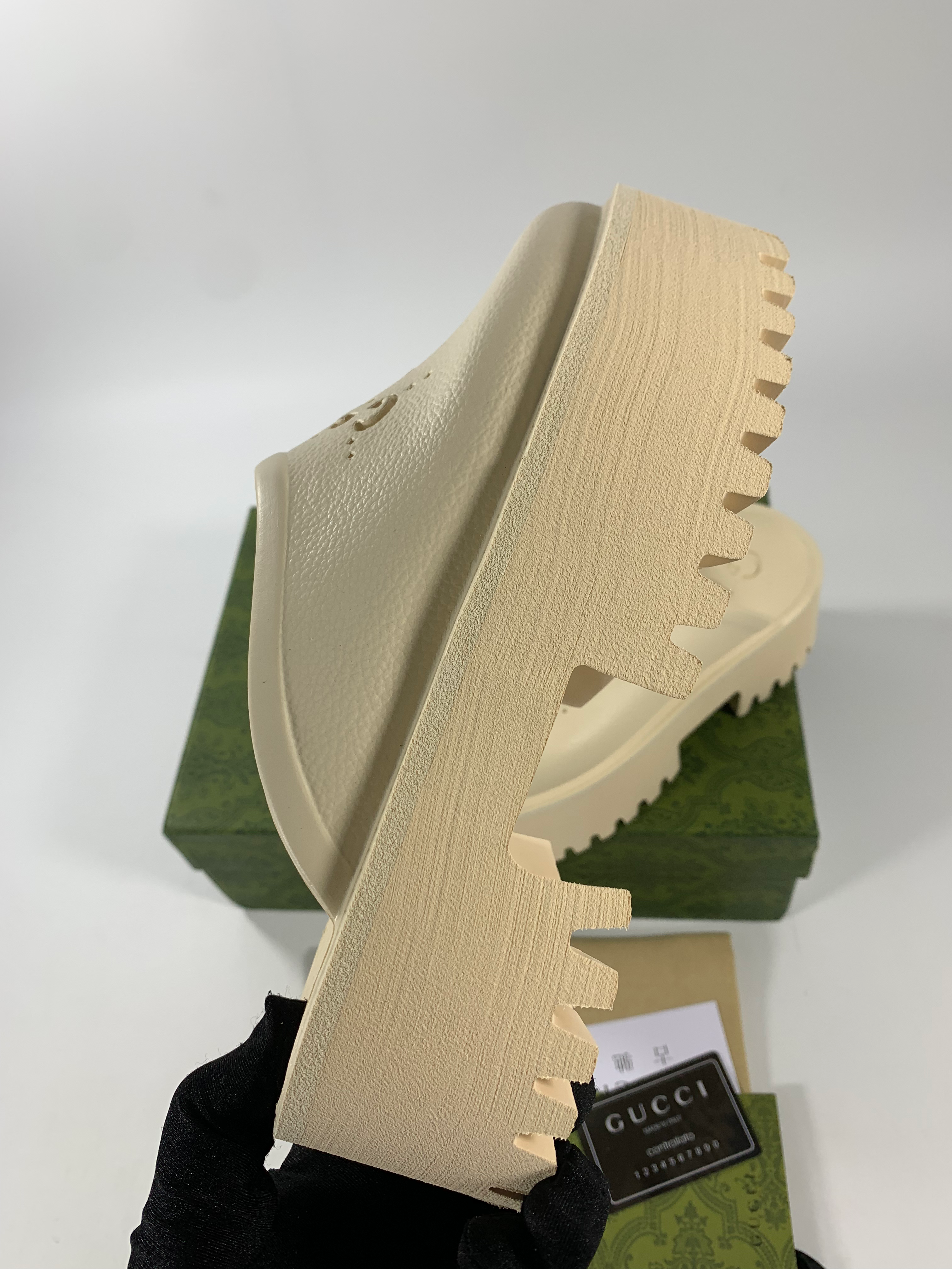 White GE rubber platform mules