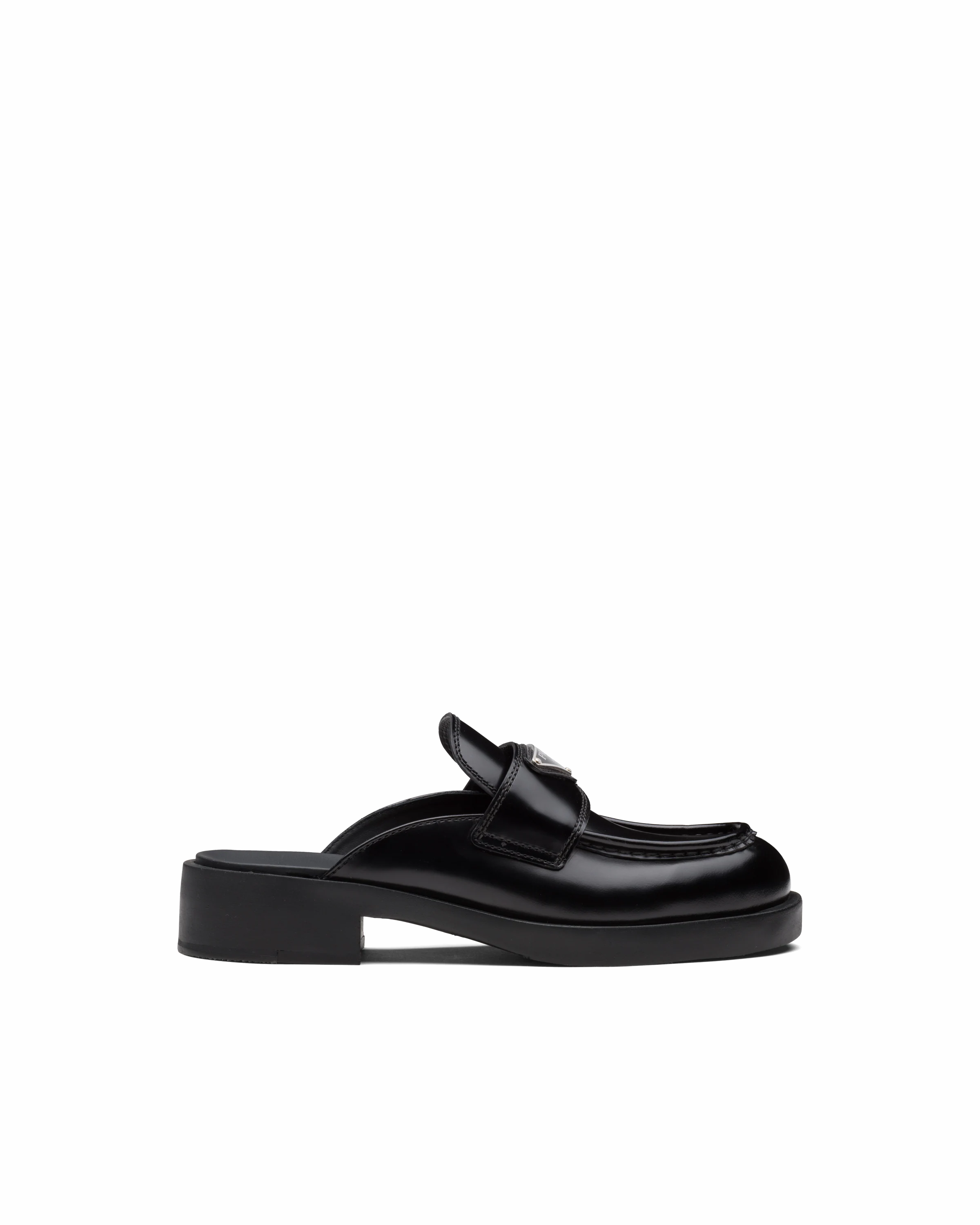 Black Brushed leather mules