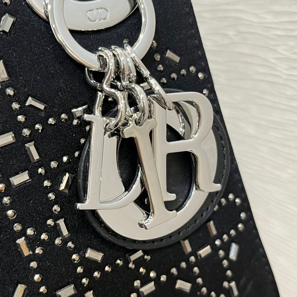 Black Strass Cannage Satin Mini LD Bag