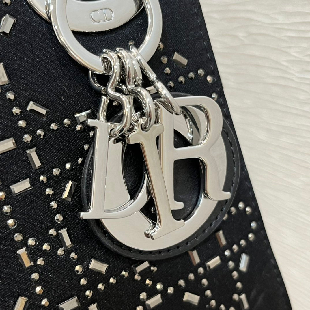 Black Strass Cannage Satin Mini LD Bag