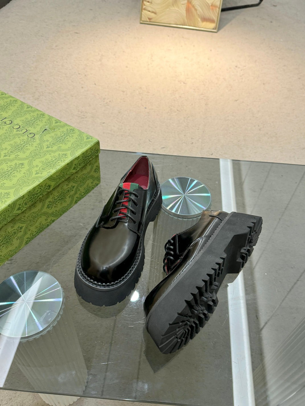 Black Lace-Up Loafers With Web