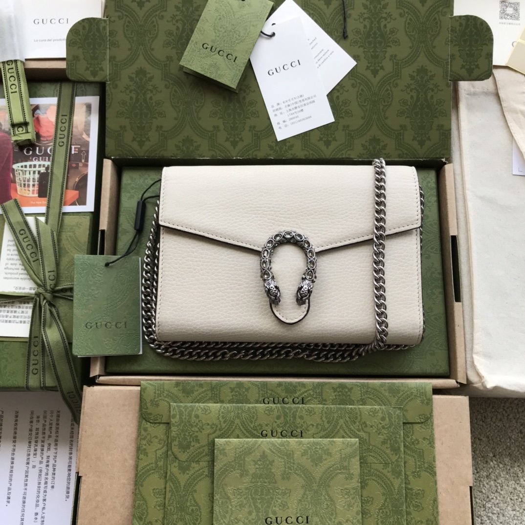 White DG mini leather chain wallet