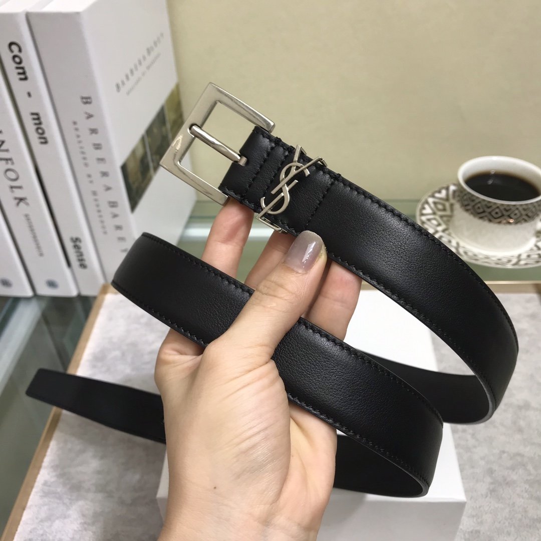 Silver embellished leather belt