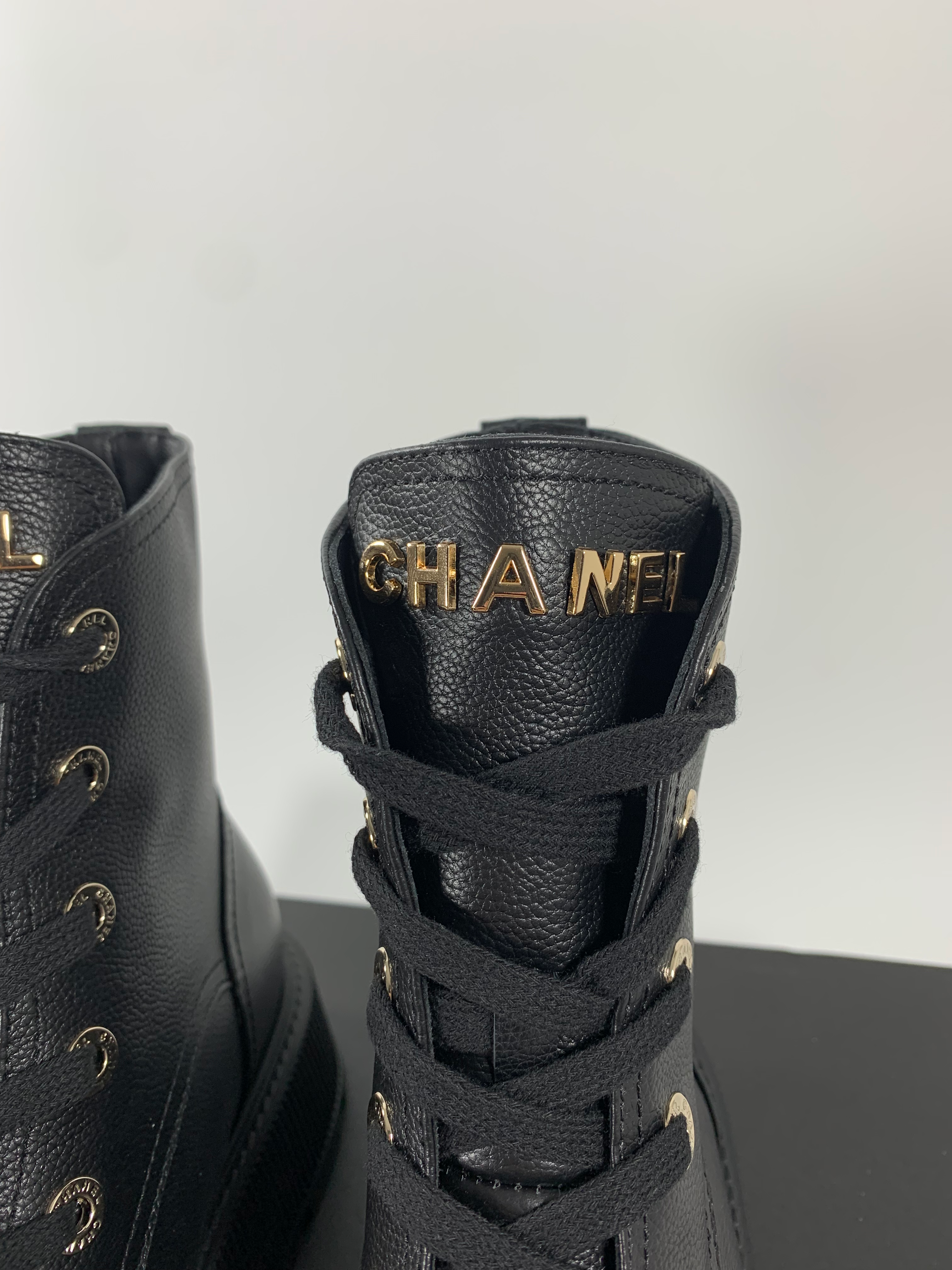 Black C Leather Ankle Boots