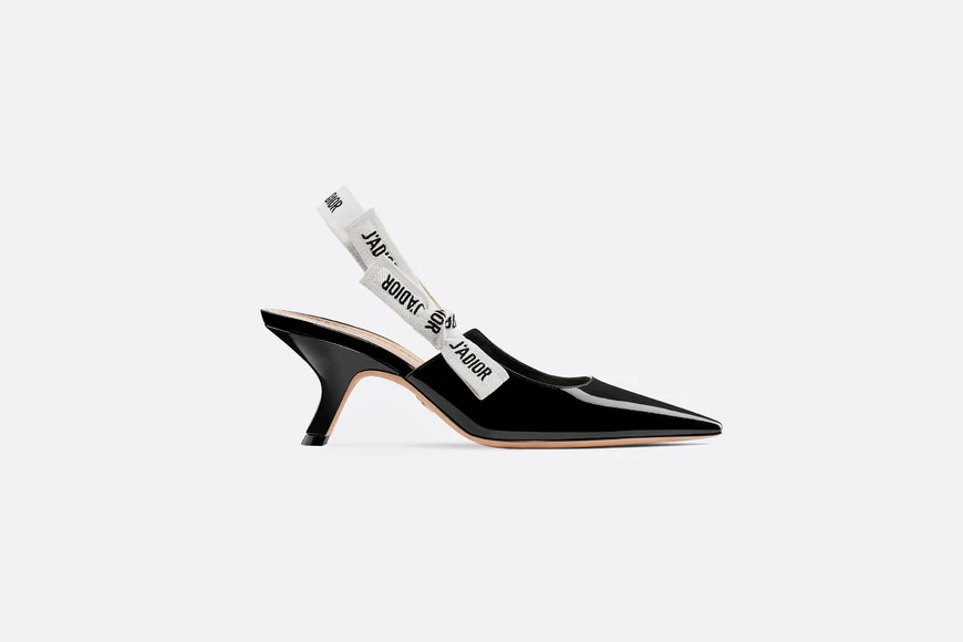 Black JD patent calfskin slingback pump